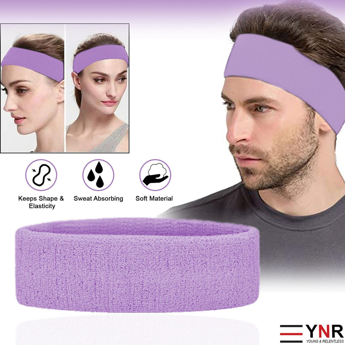 Sweatband Hairband Sports Sweat Headband Yoga Gym Stretch Unisex Head Band Mens