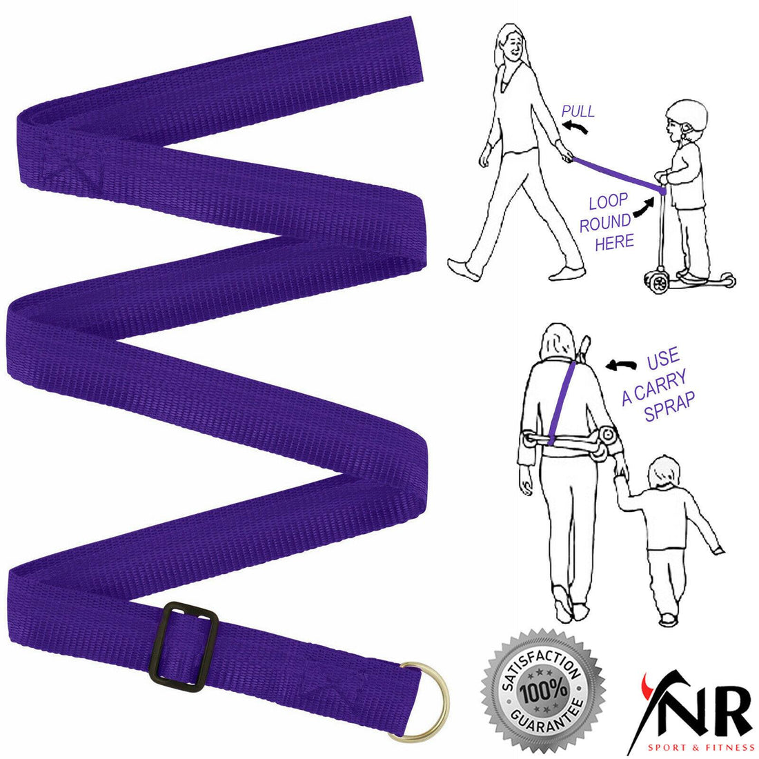 Scooter Lead Pull Strap Scoot Tow Line Carry Strap available in 5 Colours