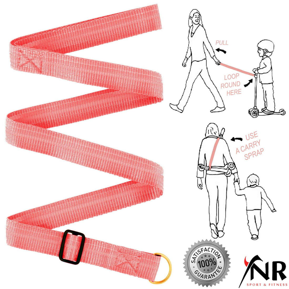 Scooter Lead Pull Strap Scoot Tow Line Carry Strap available in 5 Colours