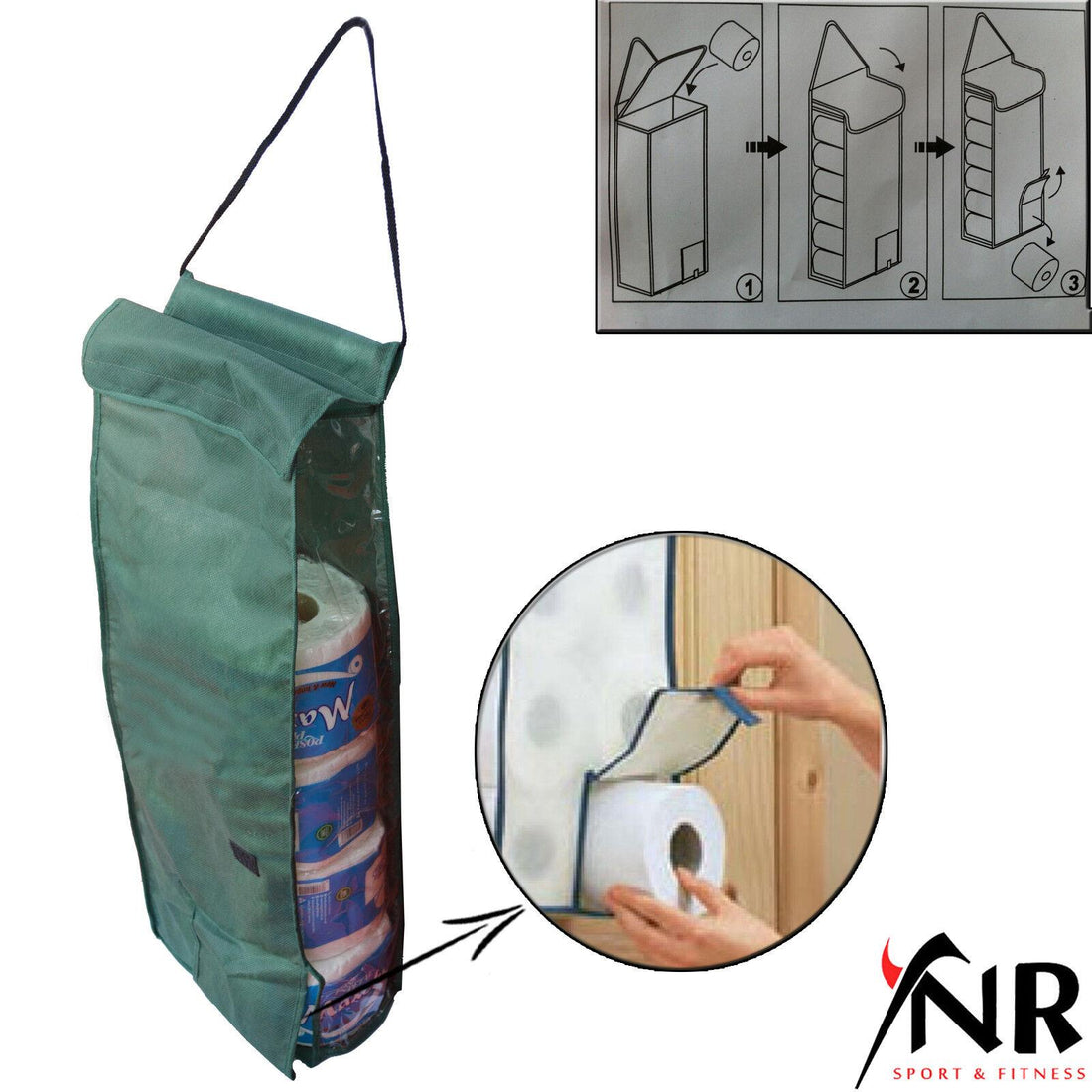YNR Hanging Toilet Roll Holder Organizer | Bathroom Storage | YNR Sports Fitness