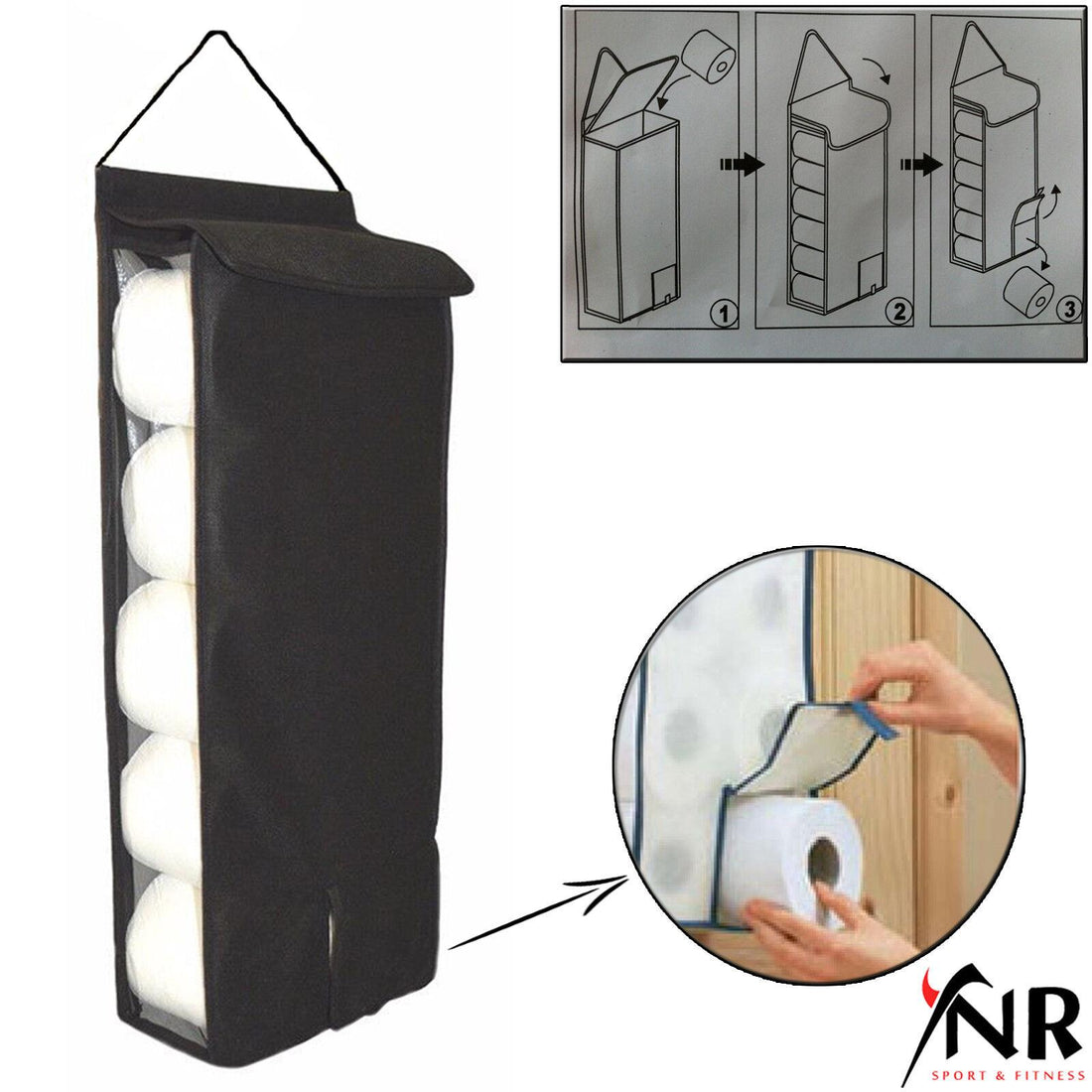 YNR Hanging Toilet Roll Holder Organizer | Bathroom Storage | YNR Sports Fitness