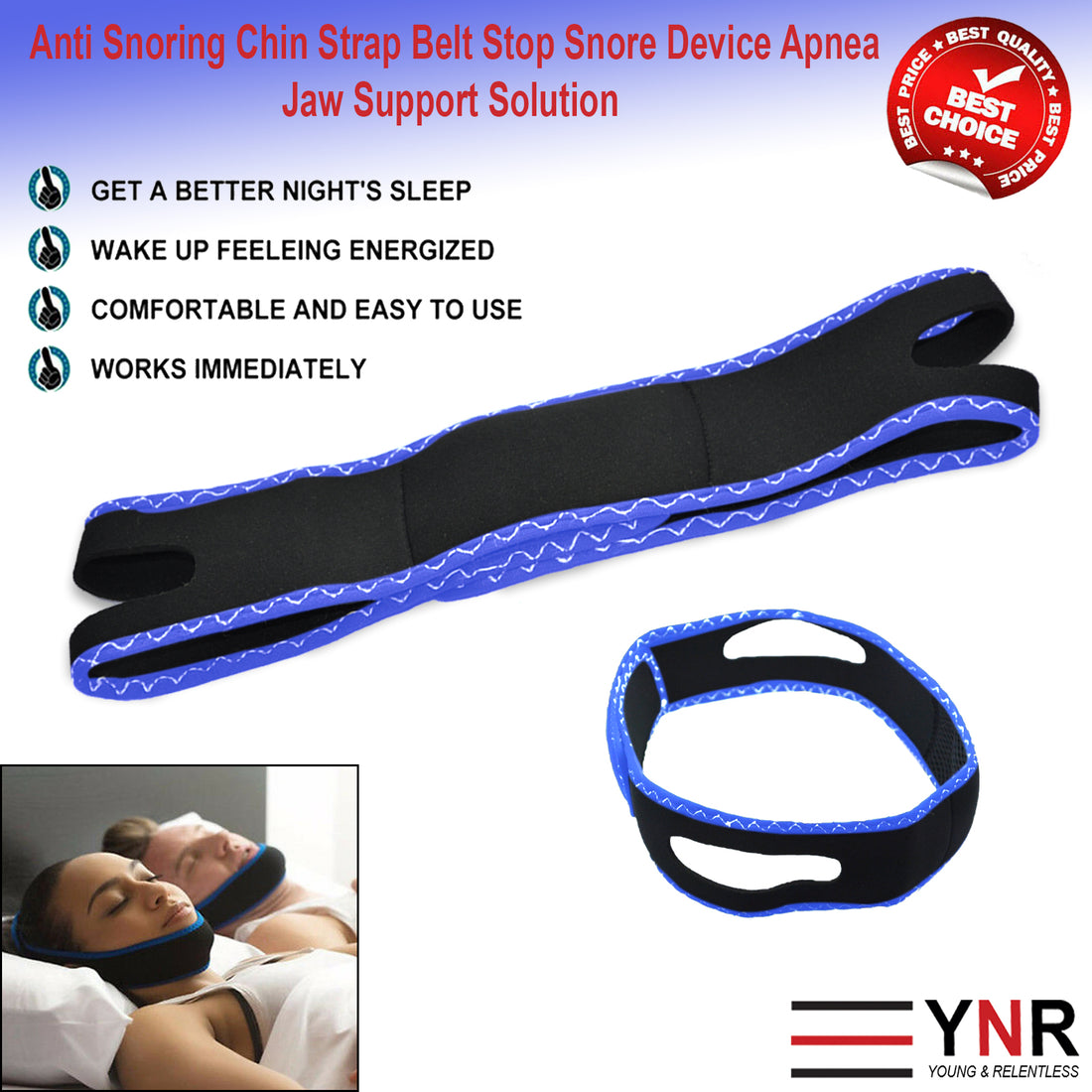 Snore Belt Stop Anti Snoring Cpap Chin Strap Quiet Sleep Apnea Jaw Solution