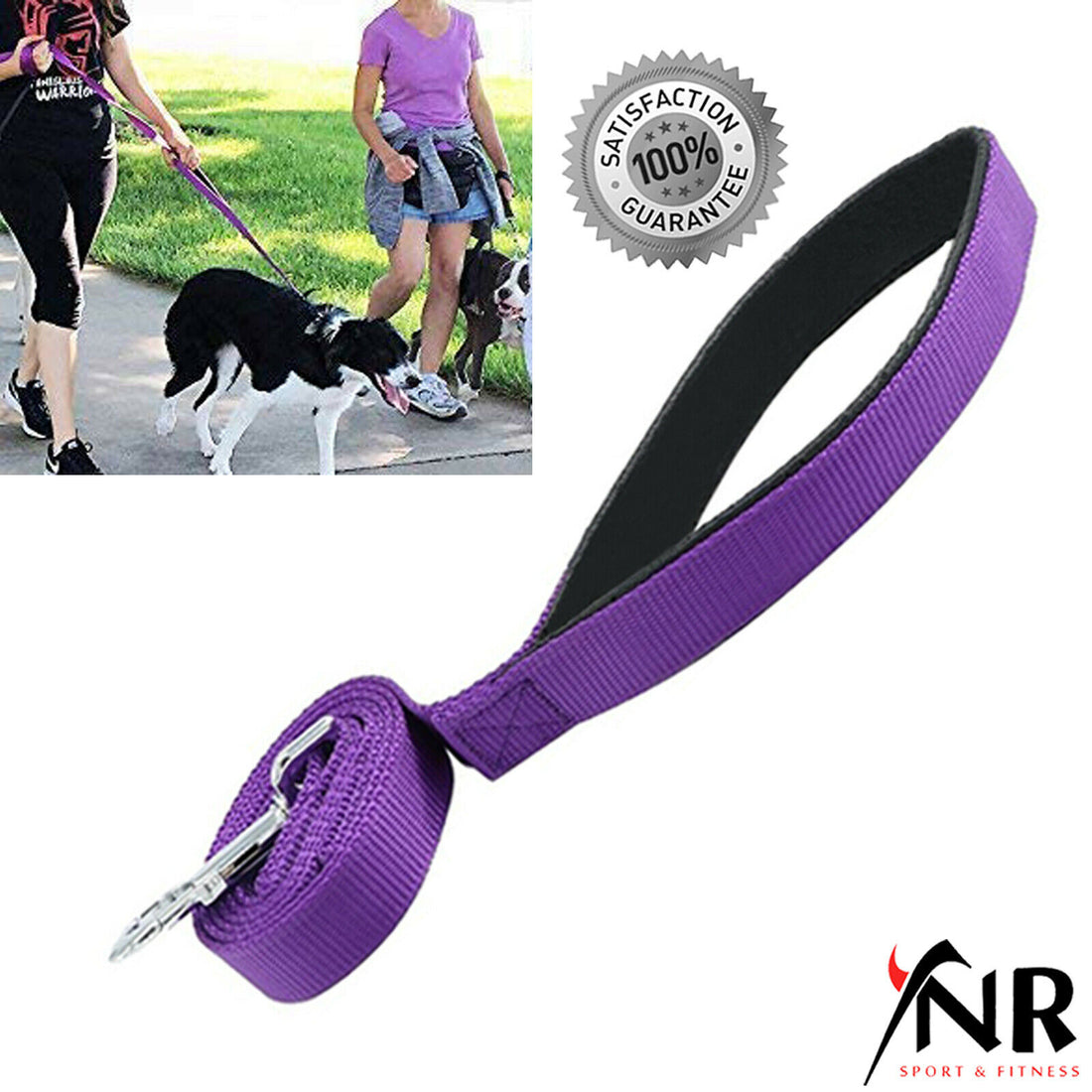 Dog Leads Hook Nylon Mesh Pet Leash with 2 Dual Traffic Padded Handle