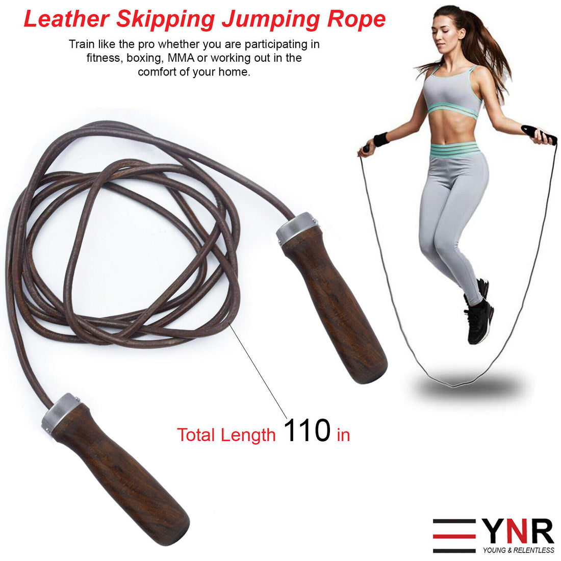 Heavy Duty Leather Skipping Rope Gym Fitness Boxing Jump Weight Loss Adults Kids