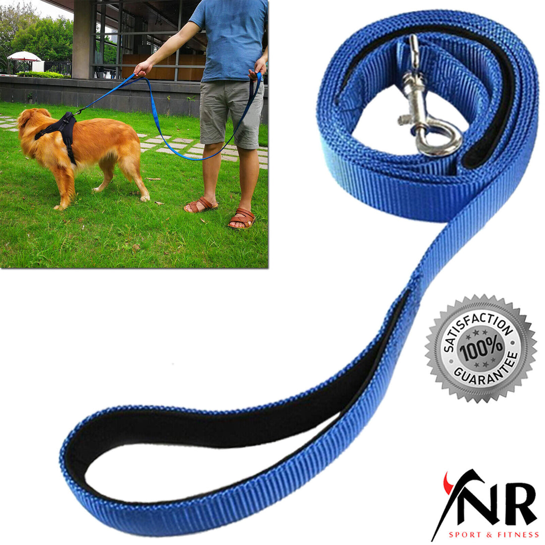 Dog Leads Hook Nylon Mesh Pet Leash with 2 Dual Traffic Padded Handle