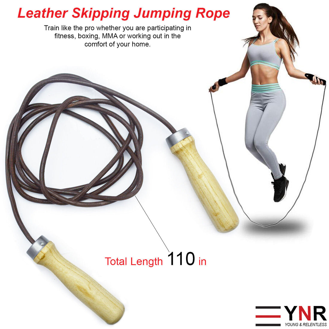 Heavy Duty Leather Skipping Rope Gym Fitness Boxing Jump Weight Loss Adults Kids