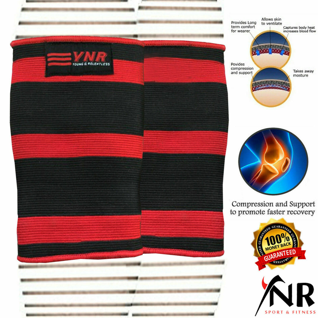 YNR® Double Ply Knee Sleeves Power Lifting Bodybuilding Strongman Gym Support