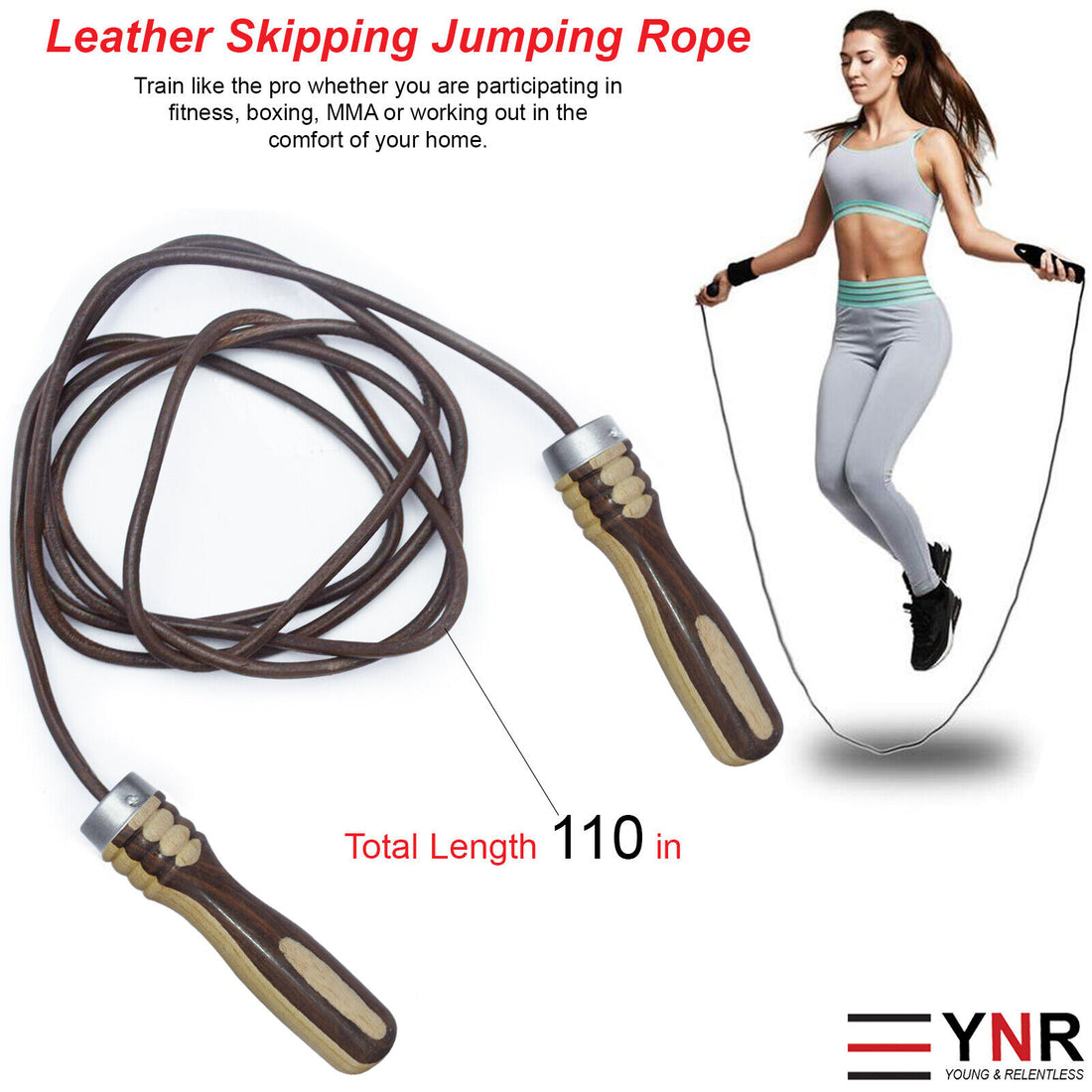 Heavy Duty Leather Skipping Rope Gym Fitness Boxing Jump Weight Loss Adults Kids